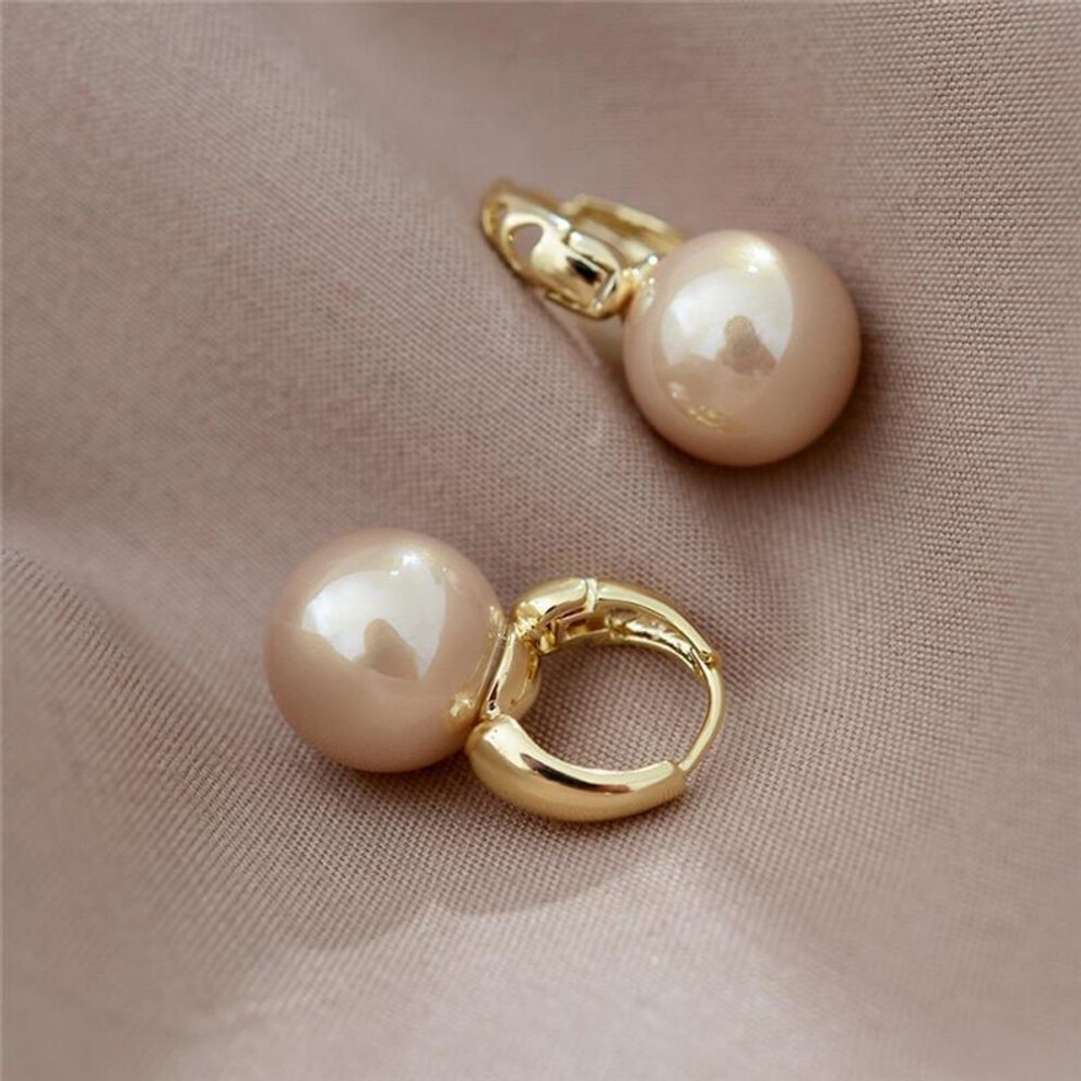 (gold) Cute Simulation Pearl Studs Hoop Earrings For Women Eardrop Minimalist Earrings Wedding Fashion Jewelry