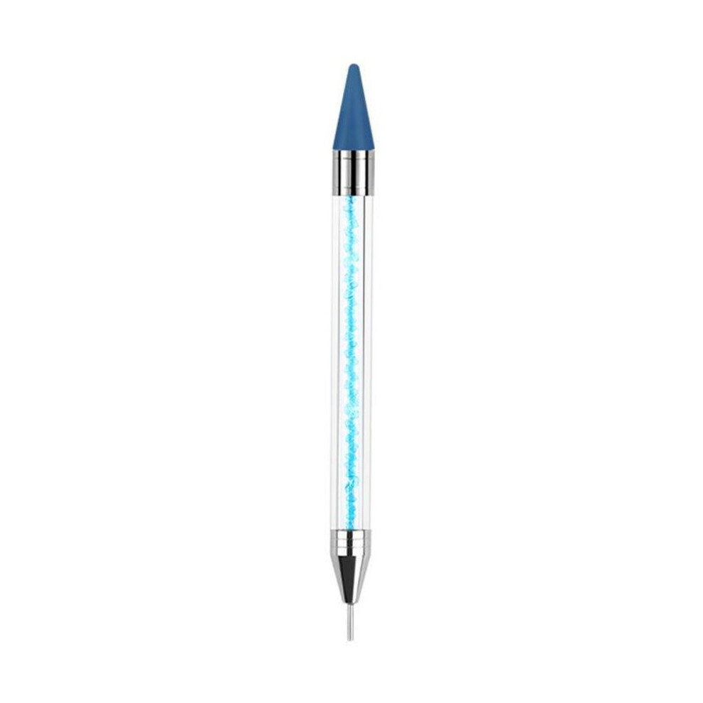 (blue) Diamond Embroidery Double Head Point Drill Pen Dot Painting Point Pen Nail Art Rhinestone Picker Wax Pen