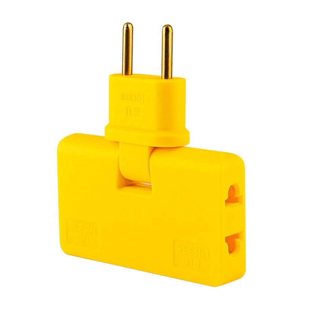 (yellow) 1Pc 180 Degree Rotate Plug EU Converter 1 In 3 Multi Plug Wireless Outlet Adapter