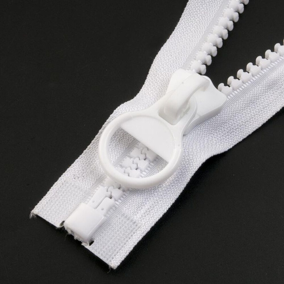 (white, 150cm) # 8 Long Zip Repair Kit Open-end Resin Zipper Jacket Coat Backpack Tent 60-300cm