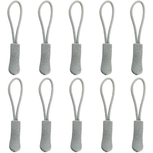 (Grey) 10pcs Replacement Zipper Pulls Orange Zipper Pull Cord Extender