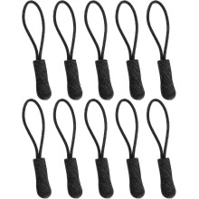 (Black) 10pcs Replacement Zipper Pulls Orange Zipper Pull Cord Extender