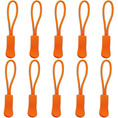 (Orange) 10pcs Replacement Zipper Pulls Orange Zipper Pull Cord Extender