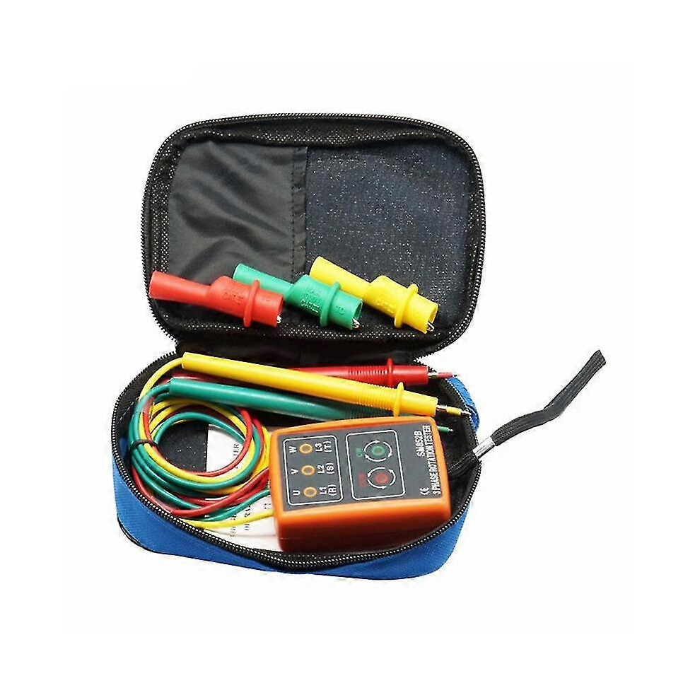 New 3 Phase Sequence Rotation Tester Indicator Detector Meter Led Buzzer With Portable Pouch Td-Led 5778930692972