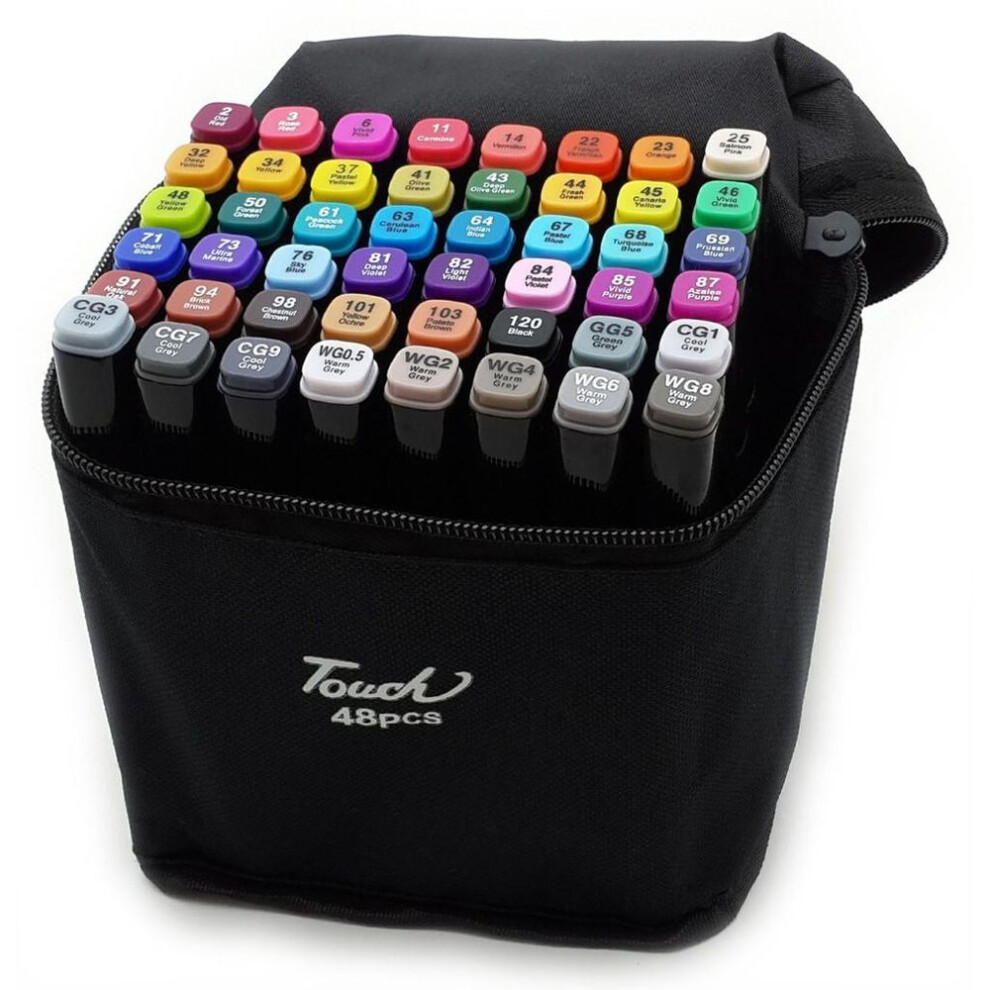 (black, 48 Pcs) 12/24/30/36/48 Colors Markers Dual Head Oily Alcoholic Sketch Brush Pen For Draw Animation Architecture Design Graphic Art Supplies