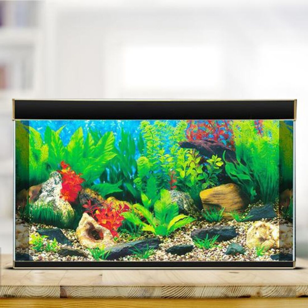(L) Aquarium Landscape Sticker Poster Random Color Fish Tank 3D Background Painting Sticker Double-sided Ocean Sea Plants Backdrop Aquarium Decor