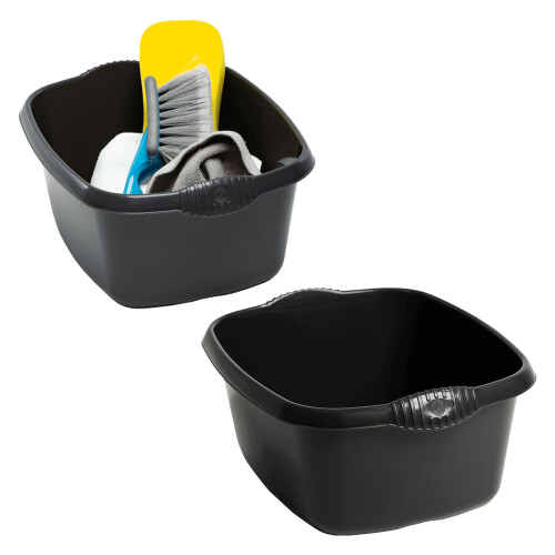 2 x Black Rectangular Washing Up Bowl Ideal For Washing Dishes