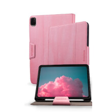 (Pink) Ipad Pro 11 Inch Case 4th/3rd/2nd/1st Generation 2022/2021/2020/2018 with Built In Pencil Holder, Vegan Leather Smart Cover, Auto Sleep/wake, Multi