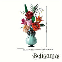 566pcs Puzzle Montage Baustein Bouquet Rose Lotus Blumenmodell Spielzeug Kleiner Partikel Bouquet Orament