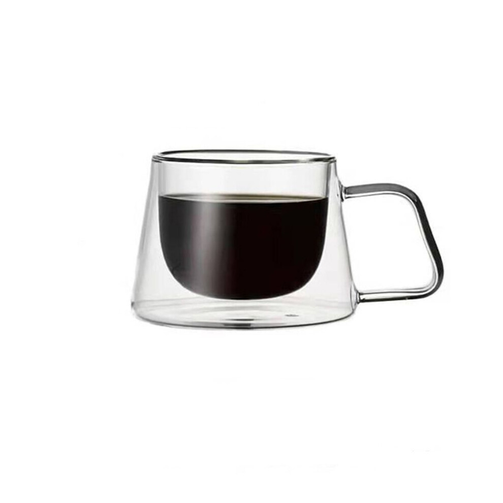 (1) 200ml Clear Insulated High Borosilicate Breakfast Mug Coffee Tea Cup With Handle Double Cup