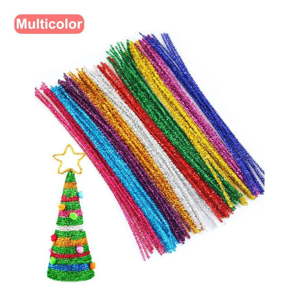 (multicolor) Torsion Bar Stems Wired Tinsel Sticks Glitter Chenille Stems Cleaners Plush DIY Craft Supplies