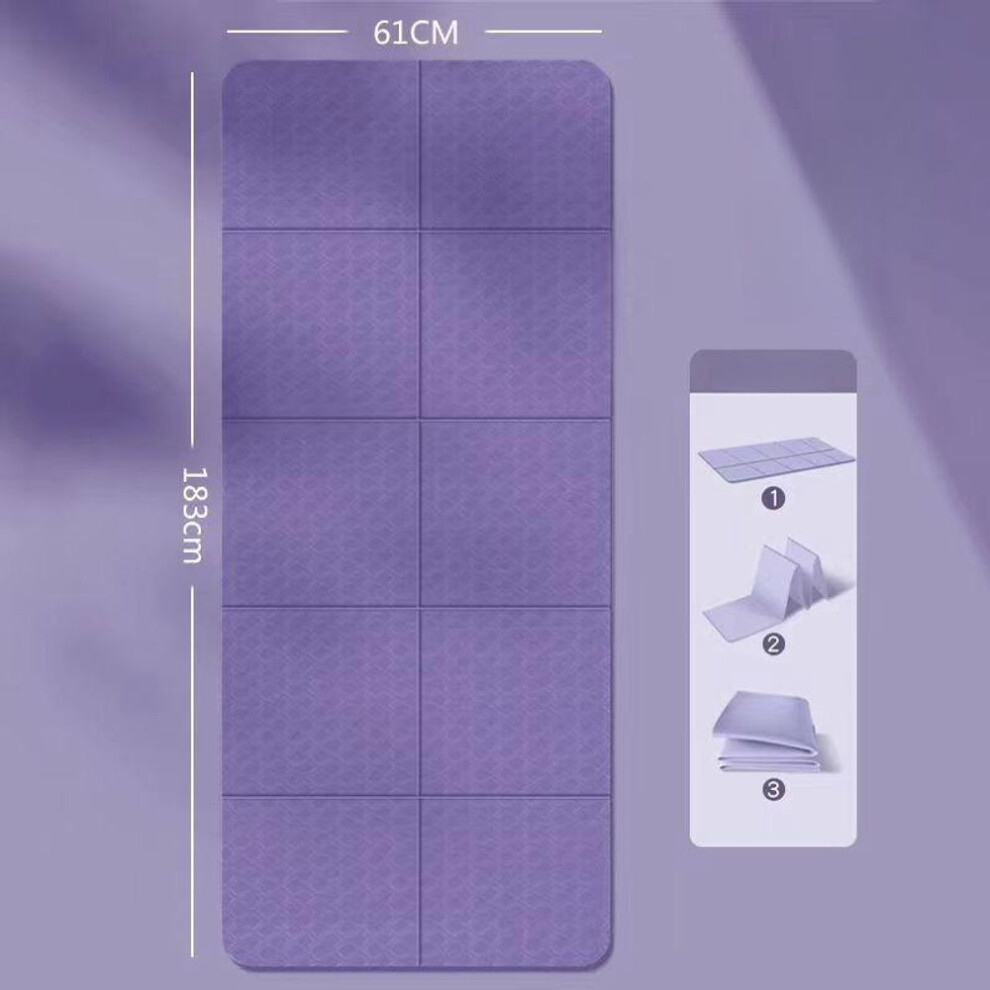 (purple) Foldable Yoga Mat Eco Friendly Tpe Folding Travel Fitness Exercise Mat Double Sided Non-slip For Yoga Pilates & Floor Workouts