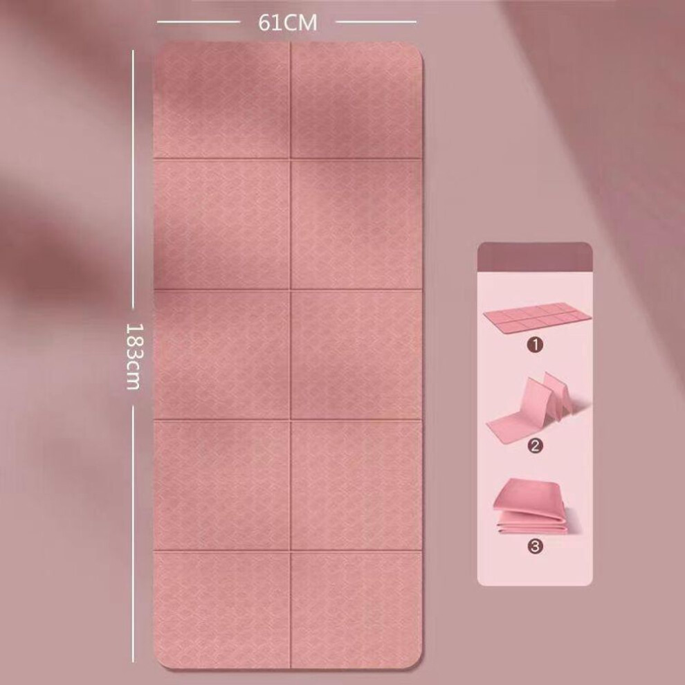(pink) Foldable Yoga Mat Eco Friendly TPE Folding Travel Fitness Exercise Mat Double Sided Non-slip for Yoga Pilates & Floor Workouts