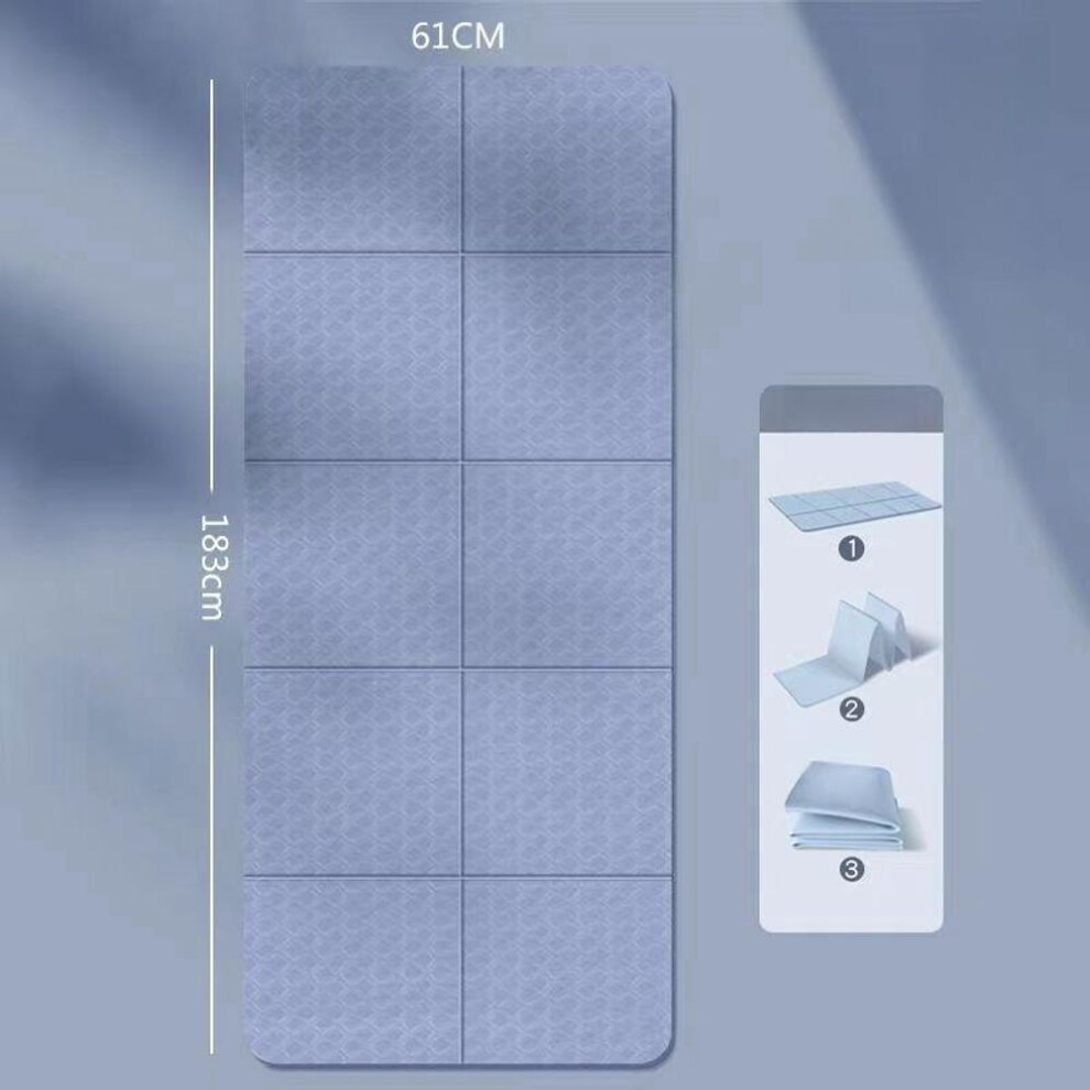 (blue) Foldable Yoga Mat Eco Friendly Tpe Folding Travel Fitness Exercise Mat Double Sided Non-slip For Yoga Pilates & Floor Workouts