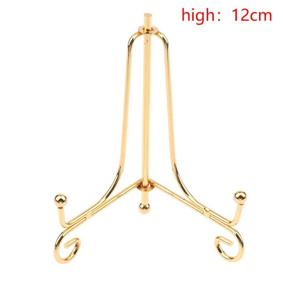 (12cm) Gold Iron Display Stand Craft Bracket Book Holder Photo Pedestal Bowl Dish Frame Picture Plate Rack Easel Storage Decoration
