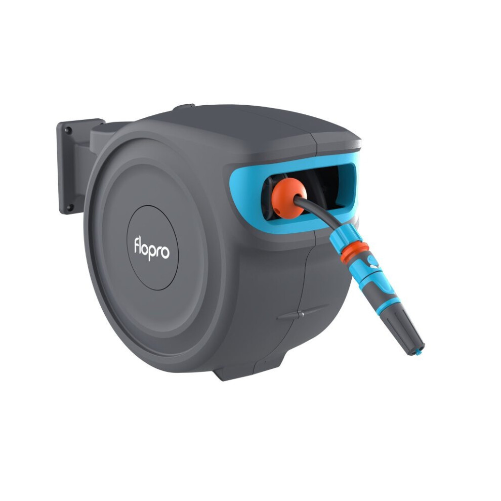 Flo Pro Automatic Wall Mounted Rewind Garden Hose Reel 20m