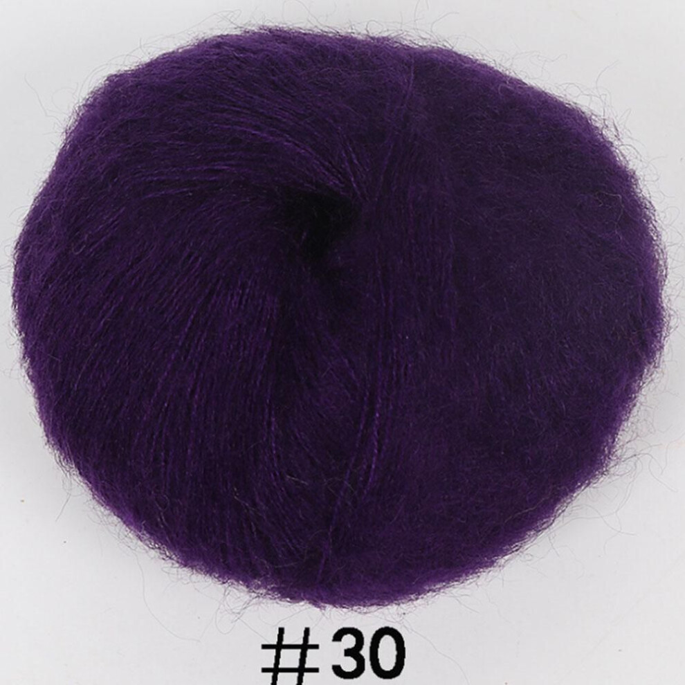 (violet) Soft Mohair Wool Yarn Plush Fine Cashmere Wool Crochet Hand Knitting Thread For Diy Winter Scarves