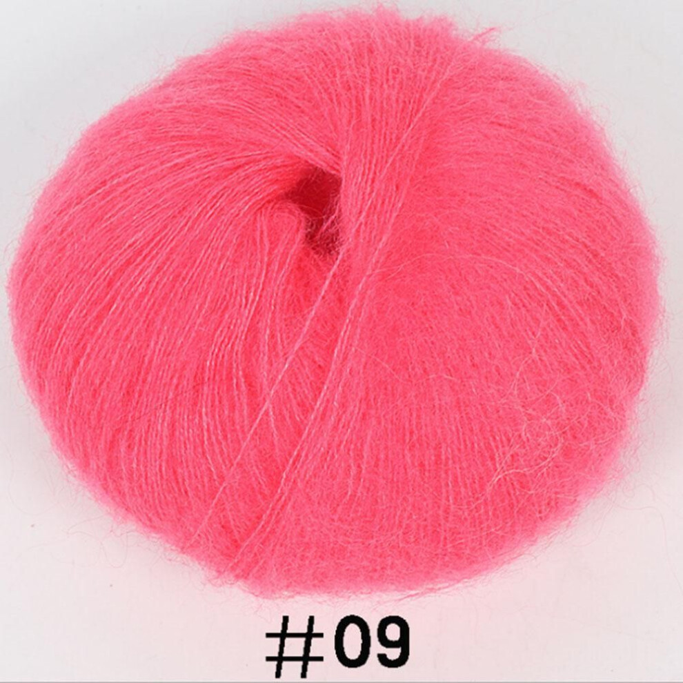 (rose pink) Soft Mohair Wool Yarn Plush Fine Cashmere Wool Crochet Hand Knitting Thread for DIY Winter Scarves