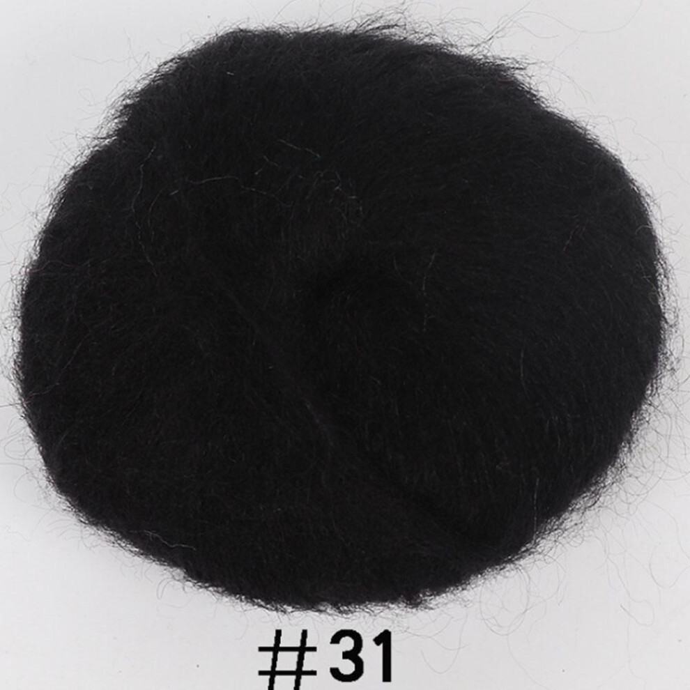 (black) Soft Mohair Wool Yarn Plush Fine Cashmere Wool Crochet Hand Knitting Thread For Diy Winter Scarves