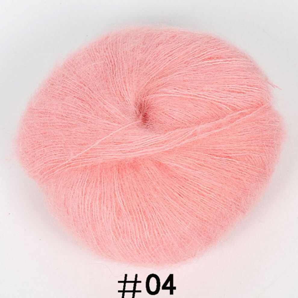 (misty rose) Soft Mohair Wool Yarn Plush Fine Cashmere Wool Crochet Hand Knitting Thread for DIY Winter Scarves