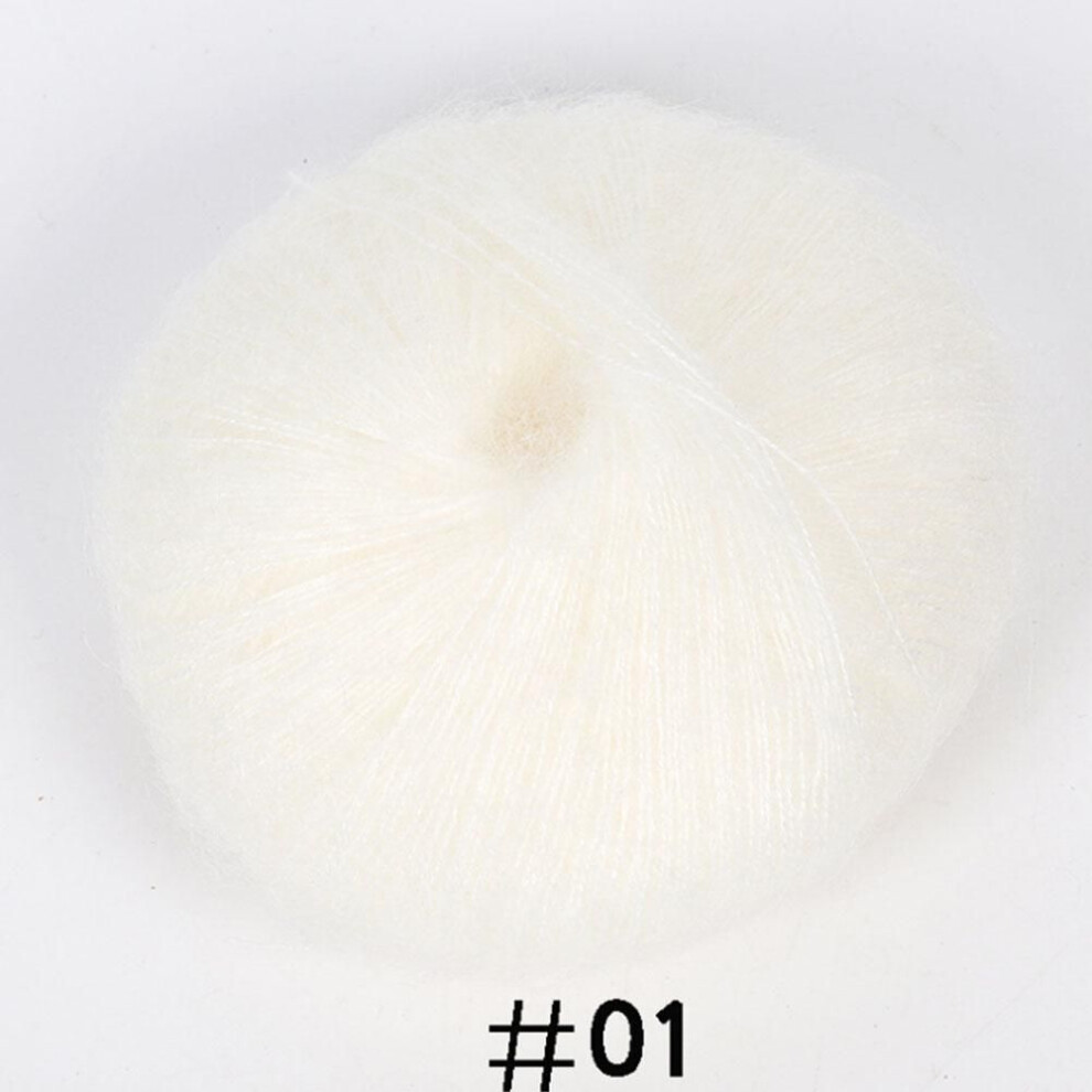 (white) Soft Mohair Wool Yarn Plush Fine Cashmere Wool Crochet Hand Knitting Thread For Diy Winter Scarves