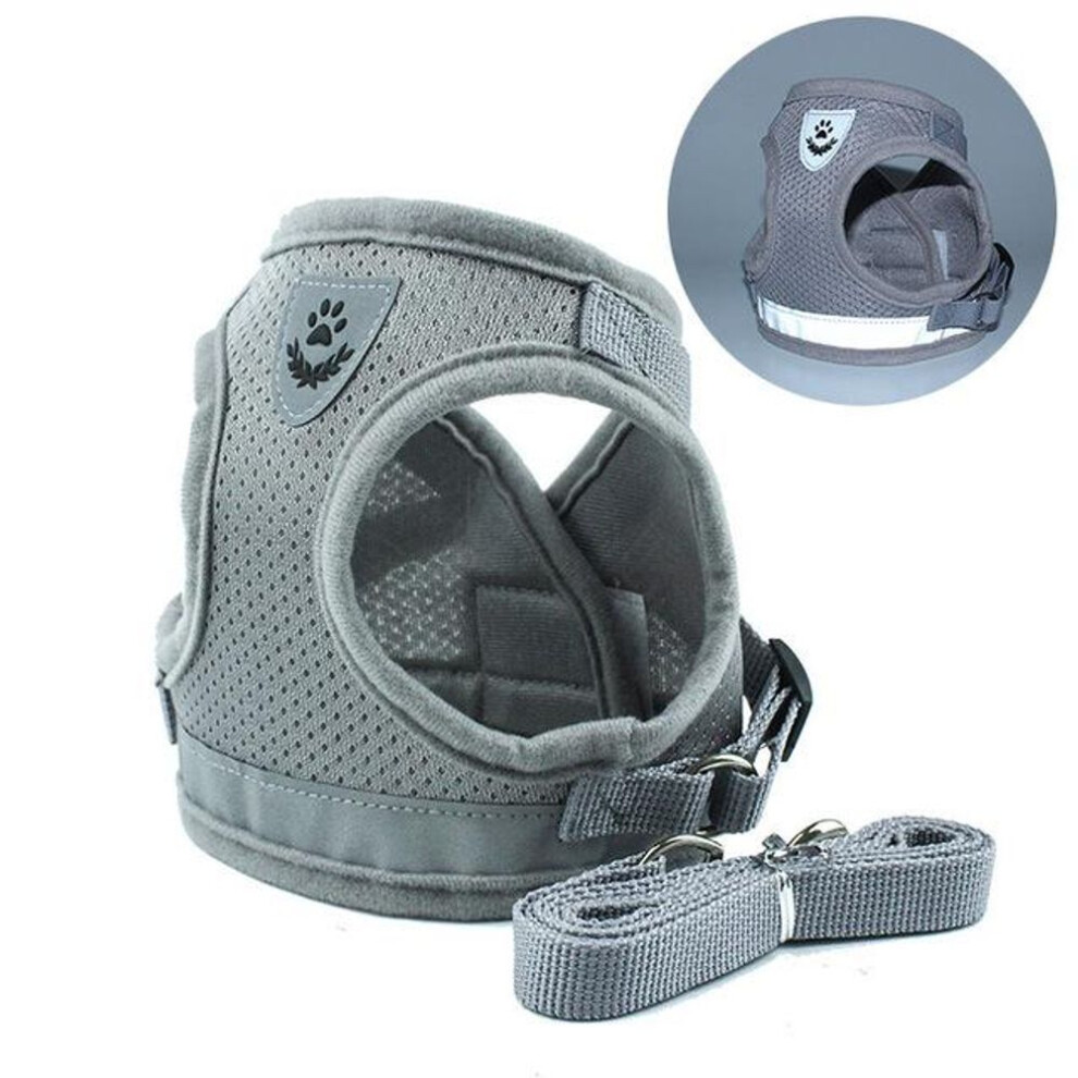 (grey, XL) Reflective Safety Pet Dog Harness And Leash Set For Small Medium Dogs Cat Harnesses Vest Puppy Chest Strap