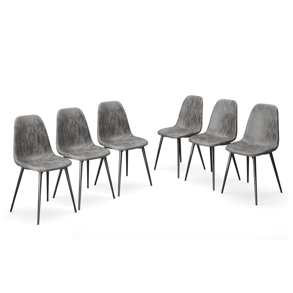 (Grey, 6) CARLO Modern Faux Leather Dining Chair with Metal Legs