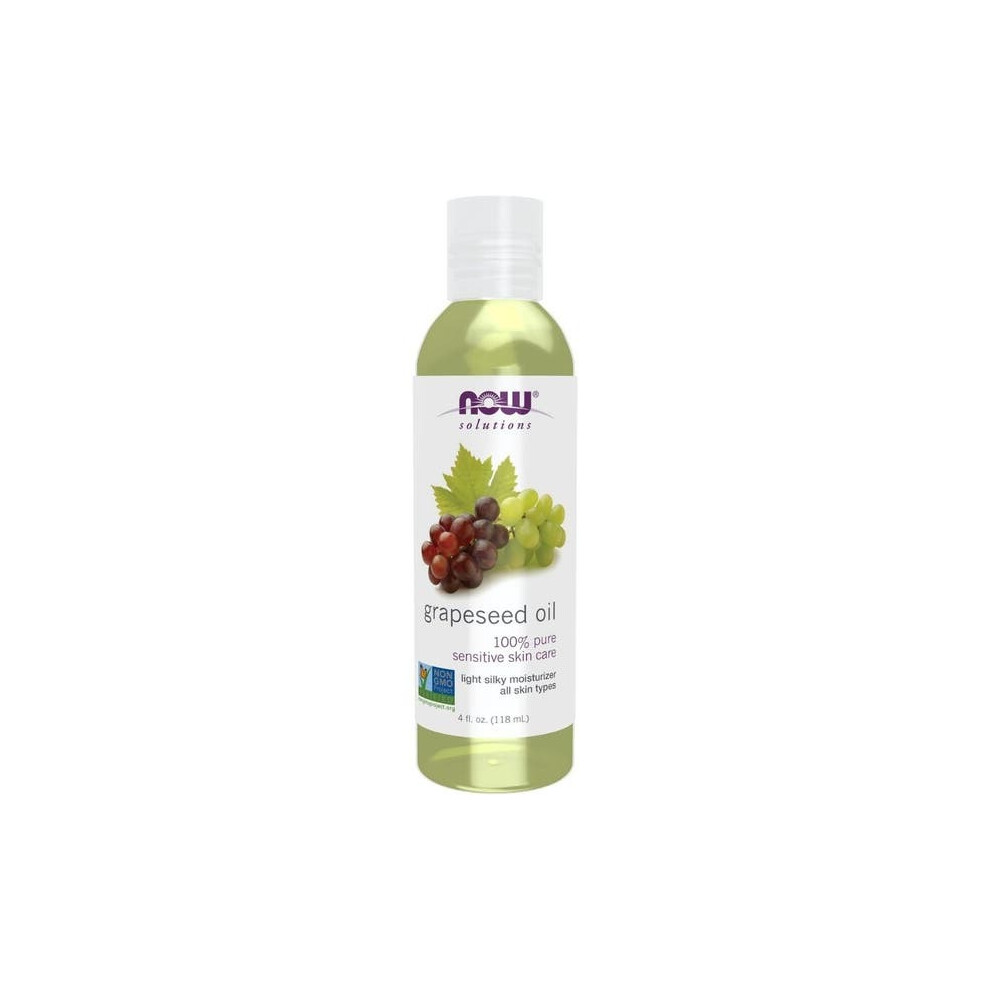 Now Solutions 100% Pure Grapeseed Oil Skin Moisturizer, Natural Hydration & Nourishment - 118ml