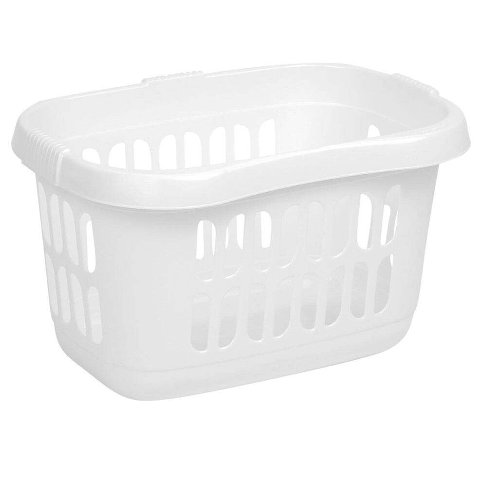 1 x Ice White Hipster Plastic Laundry Basket For Washing Clothes