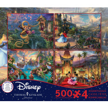 Ceaco  4-in-1-Multipack  Thomas Kinkade  Disney Dreams Collection  Tangled Sleeping Beauty Peter Pan & Mickey und Minnie  (4) 500-teilige Puzzle