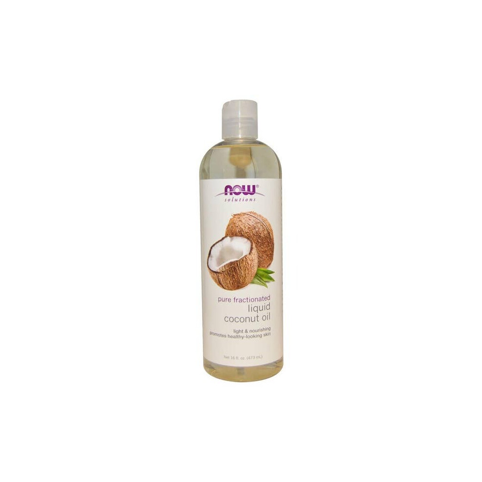 Now Solutions Pure Fractionated Liquid Coconut Oil for Dry Skin & Hair, Hydrating Moisturizer & Nourishing Treatment - 473ml