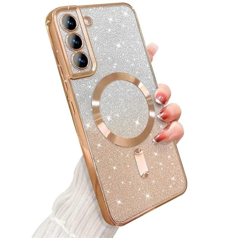 (gold, For Galaxy S24) Glitter Bright Cover For Samsung Galaxy S24 S23 S22 S21 S20 Ultra Plus Fe Case Note20 Ultra Plating Wireless Magsafe Magnetic
