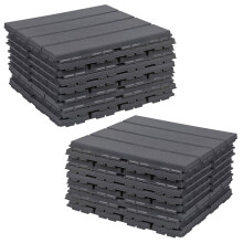(Anthracite, 18) 9Pc Interlocking Plastic Garden Path Floor Tiles Decking Patio Grid Lawn 33x33cm