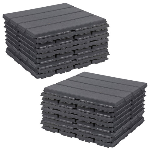 URBN Living (Anthracite, 18) 9Pc Interlocking Plastic Garden Path Floor Tiles Decking Patio Grid Lawn 33x33cm