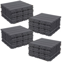 (Anthracite, 36) 9Pc Interlocking Plastic Garden Path Floor Tiles Decking Patio Grid Lawn 33x33cm