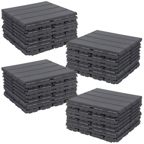 URBN Living (Anthracite, 36) 9Pc Interlocking Plastic Garden Path Floor Tiles Decking Patio Grid Lawn 33x33cm