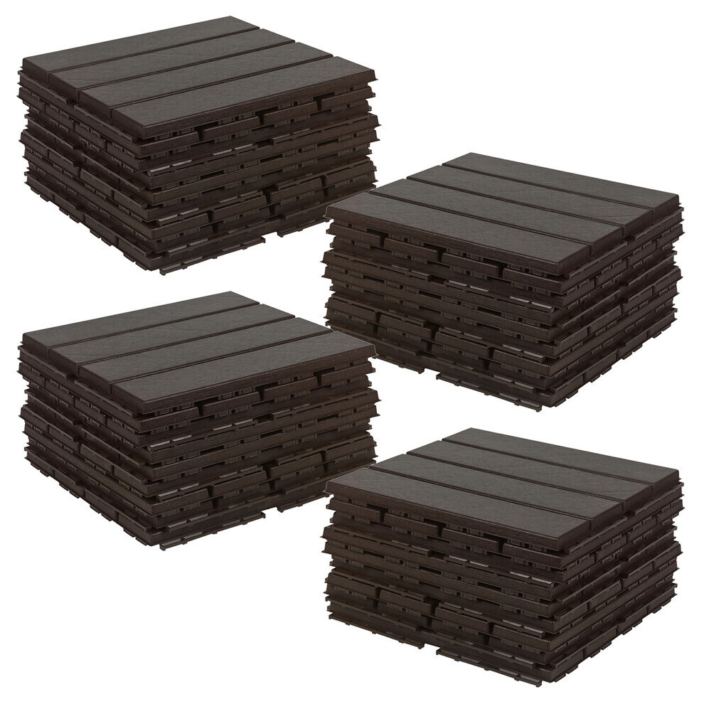 (Brown, 36) 9Pc Interlocking Plastic Garden Path Floor Tiles Decking Patio Grid Lawn 33x33cm