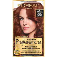 L'Oreal Paris Superior Preference Fade-Defying + Shine Permanent Hair Color 6ab Chic Auburn Brown Pack med 1 hrfrgning