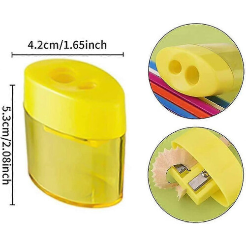 12pcs Plastic Manual Double Hole Pencil Sharpener with Lid Pencil Tool (random Color) Zekai 1
