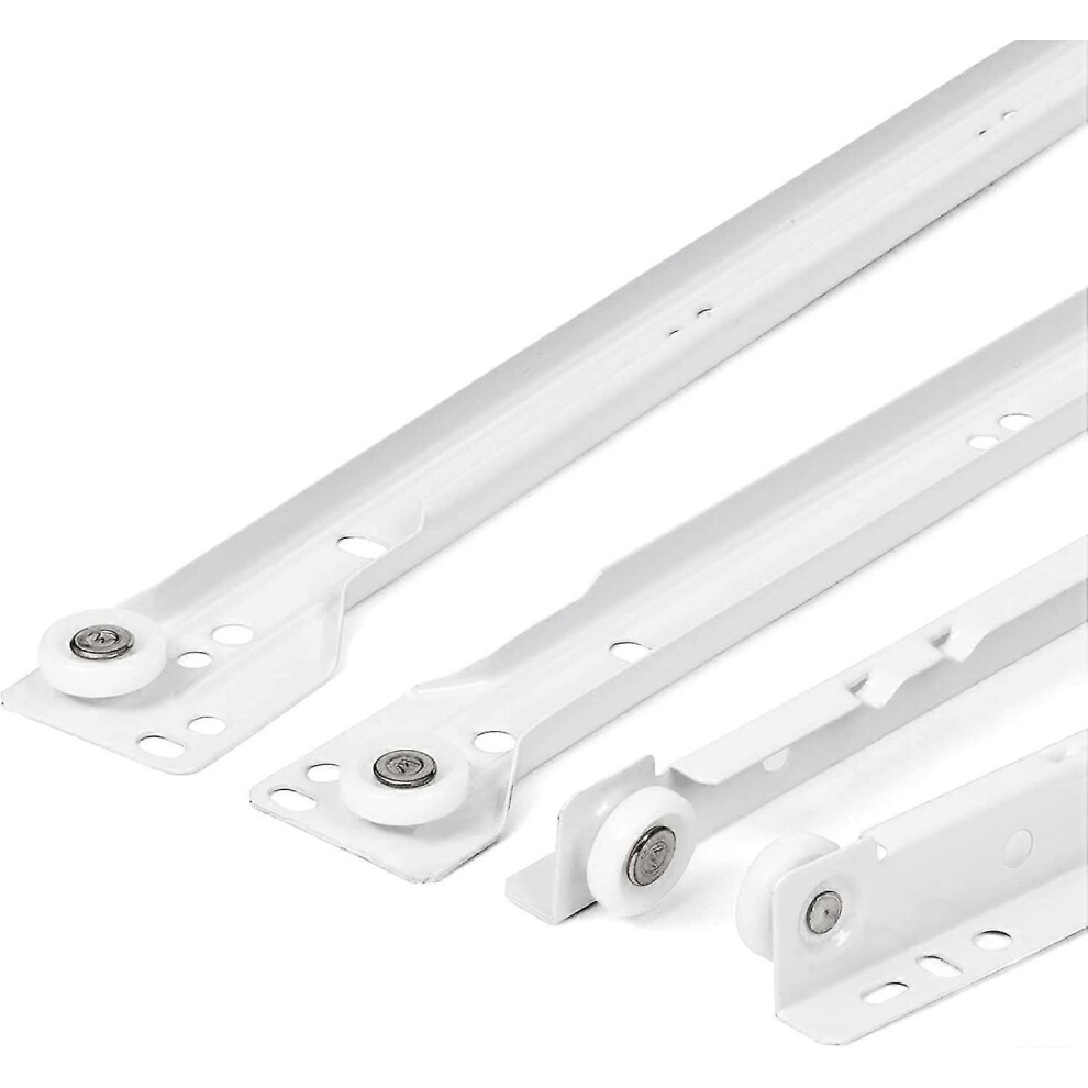 Drawer Runners 400 Mm - Set Of 2 (1 Pair) - Partial Extension System, Easy To Assemble, In White 5778930702442