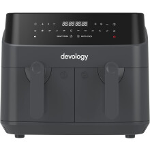 (9L, Stainless Steel) Double Air Fryer, 10L, 2x5L Dual Zone, 50 Recipe Cookbook