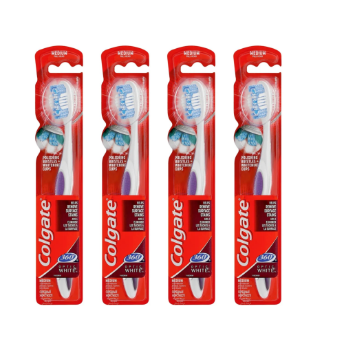 Colgate 4pc Colgate Toothbrush 360 Optic White Medium Helps Remove Stains