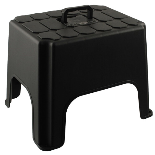 1 x Non-Slip Step Up Black Step Stool With Built In Carry Handle
