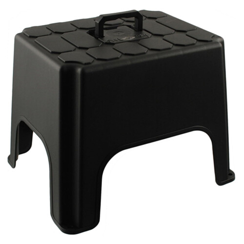 2 x Non-Slip Step Up Black Step Stools With Built In Carry Handles 1