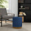 Homcom HOMCOM Modern Round Footstool, Fabric Upholstered Foot Rest, Dark Blue 1