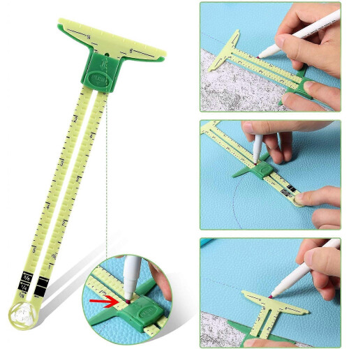 2 Pieces Sewing Gauge Sewing Measuring Tool - 5-in-1 Ruler 1
