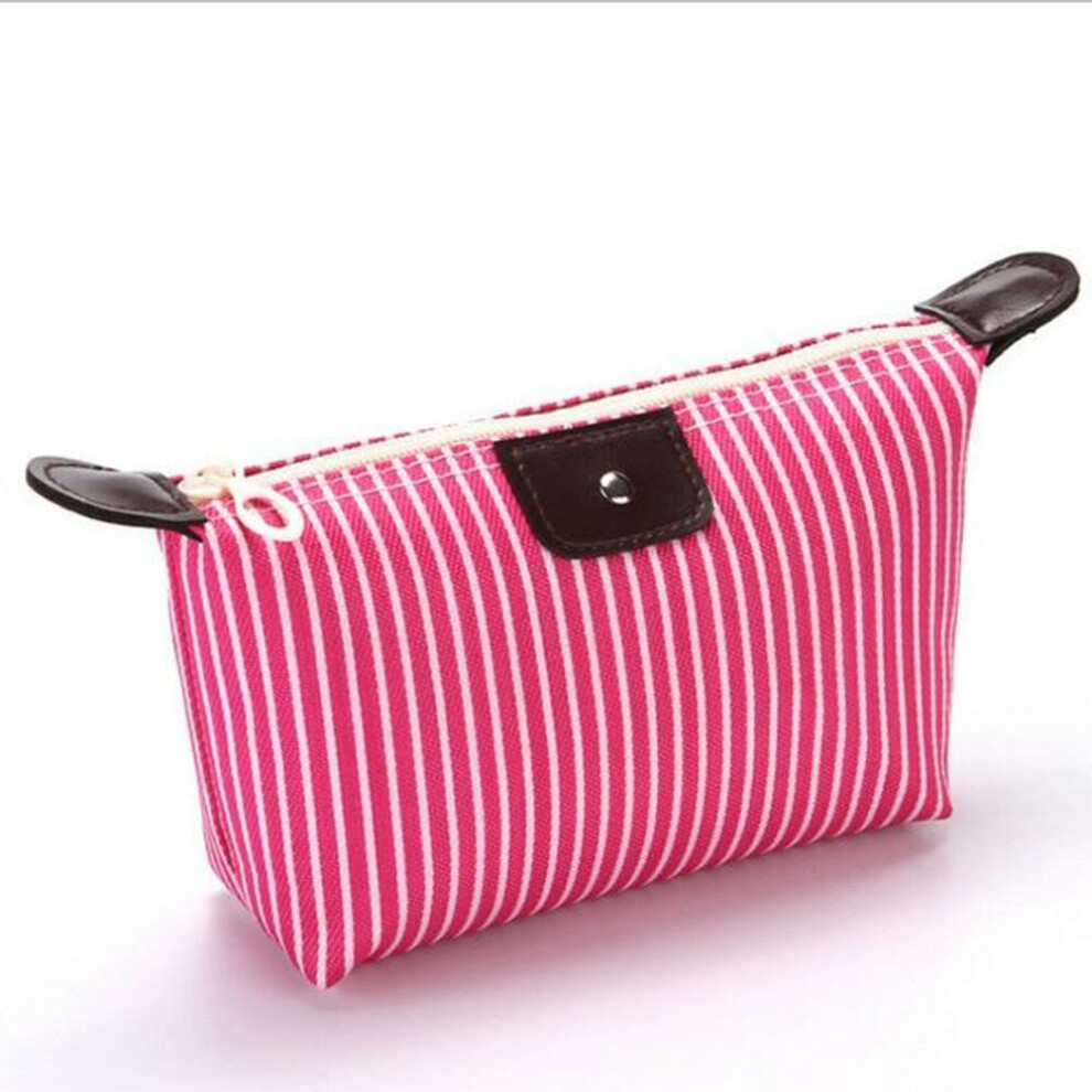 (rose red) Multifunction Beauty Cosmetic Bag Makeup Bag Organizer Zipper Travel Toiletry Waterproof Case Pouch