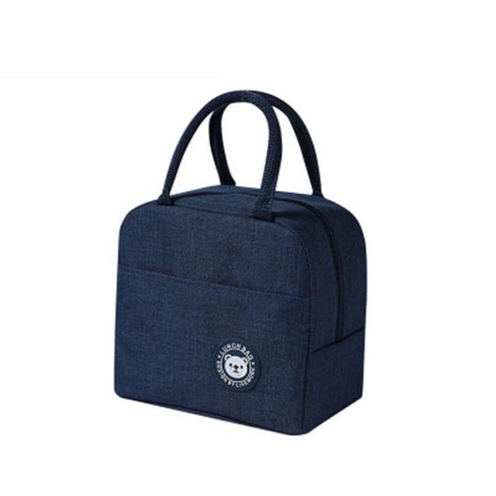 (navy blue) Portable Cooler Bag Ice Pack Lunch Box Insulation Package Insulated Thermal Food Picnic Bags Pouch For Women Girl Kids Children