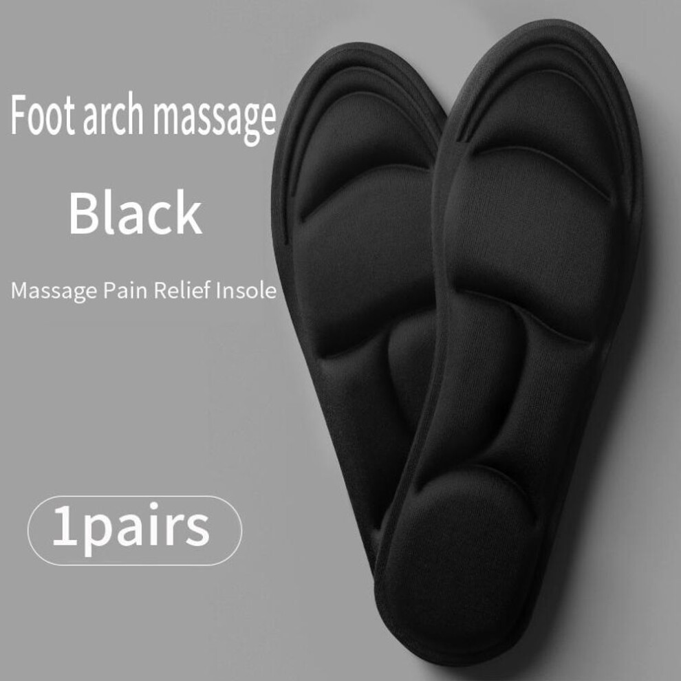 (black, 35-40) Memory Foam 5D Sports Insole Women/Men Deodorant Breathable Pad Running Insole Foot Care Orthopedic Insole