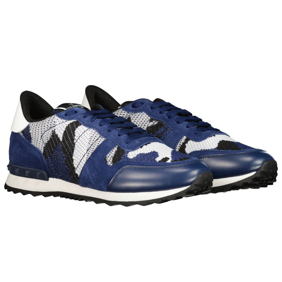 (DE3 Blue/Silver, 8) Valentino Camo Mesh Rockrunner Trainers